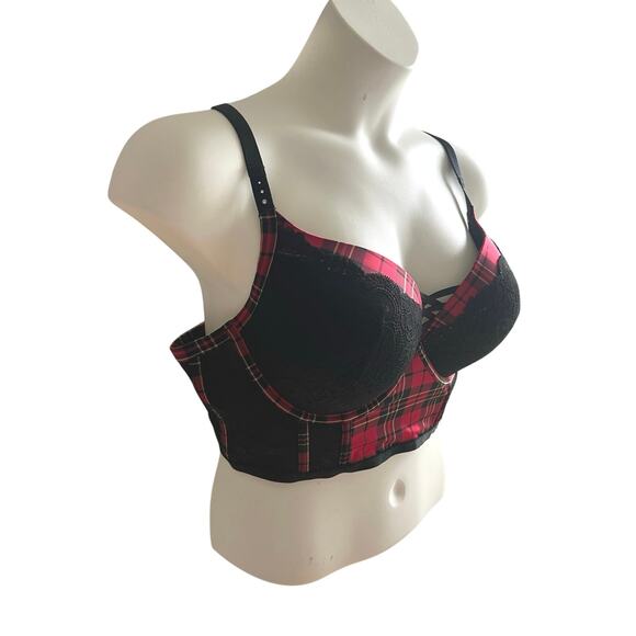 NWT Torrid Bra 42D Bustier Long Line Punk Gothic Lingerie‎ Core Rebel Vampy Lace - Picture 2 of 6